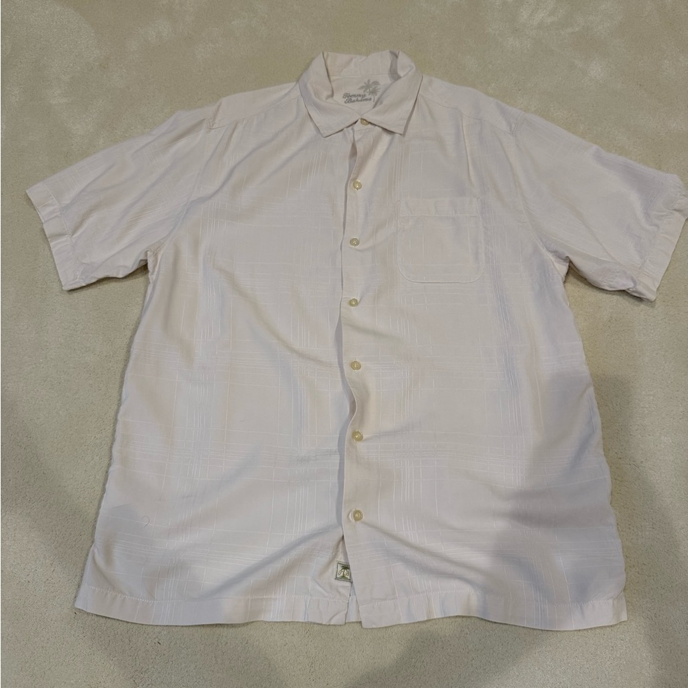 Tommy Bahama Cream Silk Short Sleeve Button Down